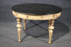 Faux Marble Painted Carved French Louis XVI Style Round Breakfast Dining Table