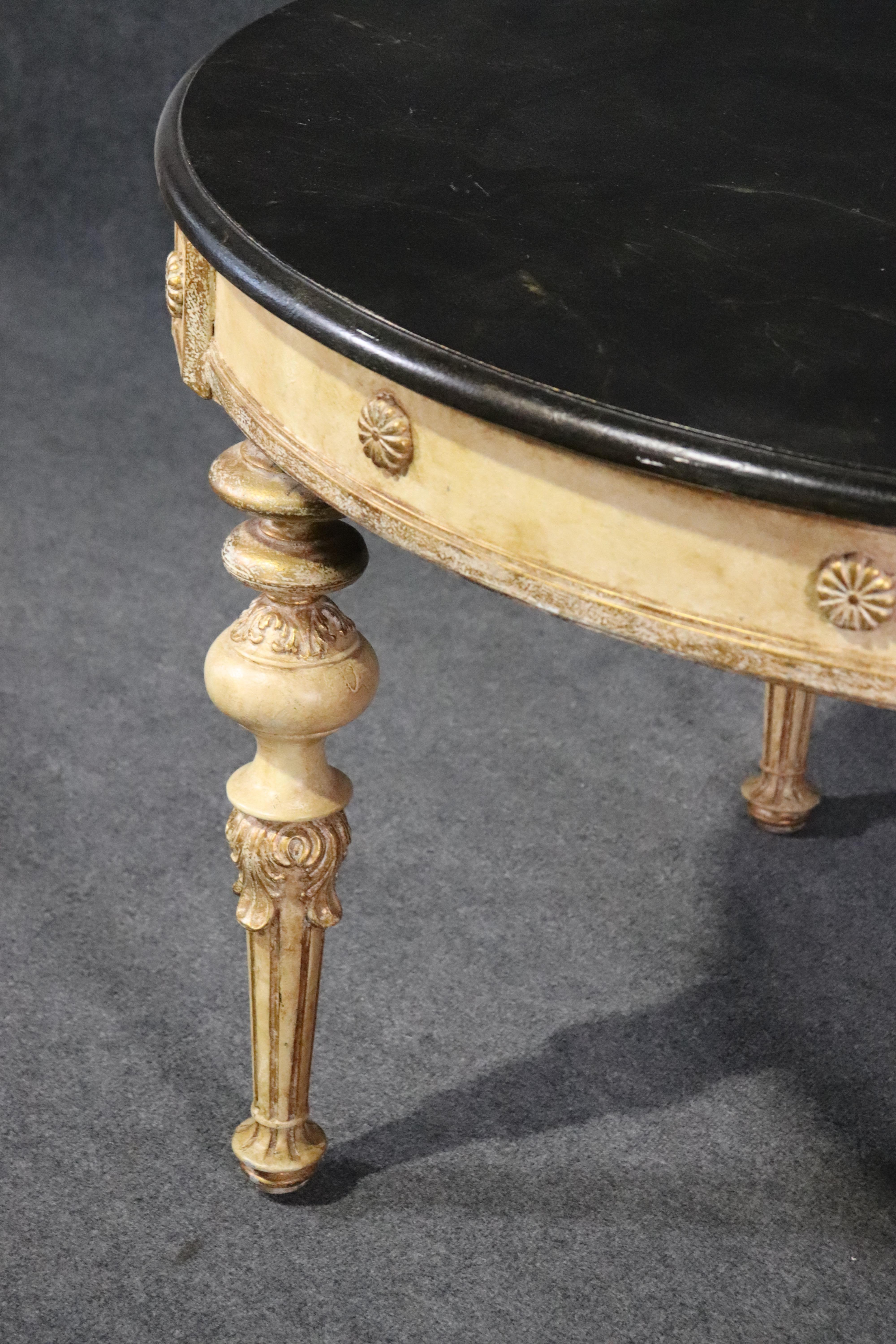 Faux Marble Painted Carved French Louis XVI Style Round Breakfast Dining Table 1