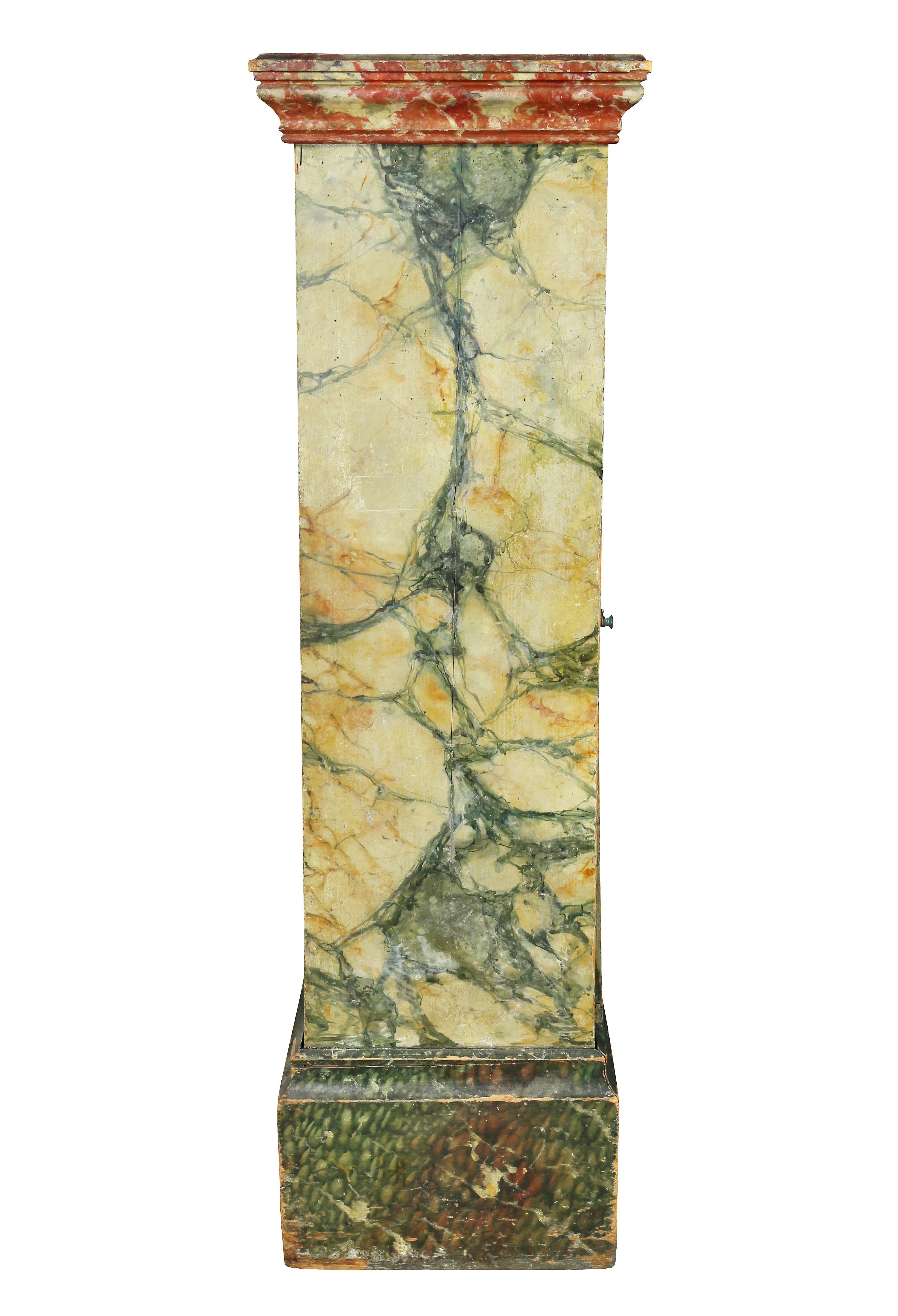 Neoclassical Faux Marble Painted Wood Pedestal or Cabinet For Sale