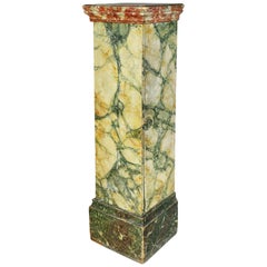 Antique Faux Marble Painted Wood Pedestal or Cabinet