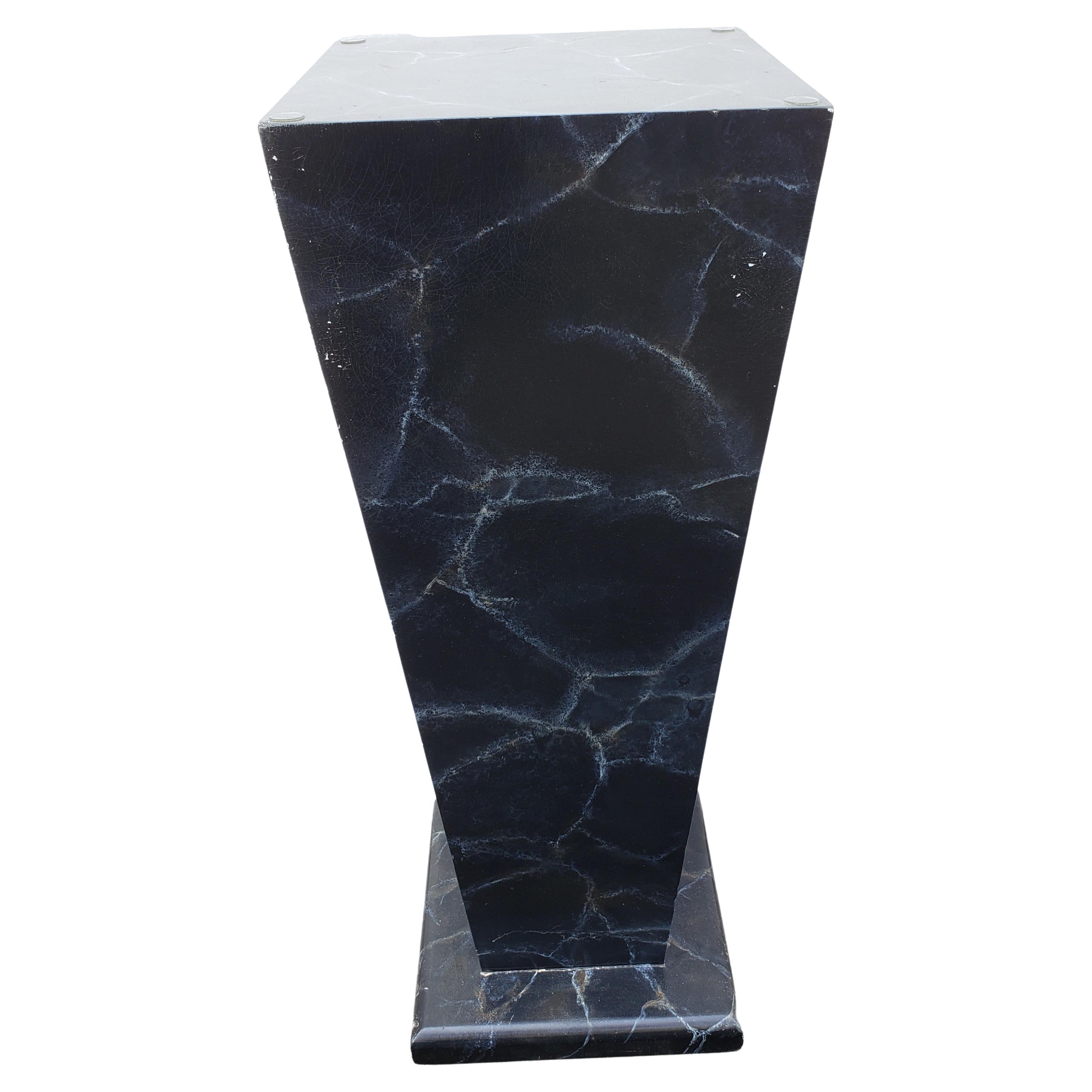 Mid-Century Modern Faux Marble Painted Wooden Pedestal, circa 1970s For Sale