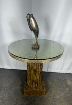 Tavolo da centro in finto marmo e lamina d'argento Architectural Colulm di James Mont