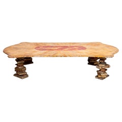 Vintage Faux Marble Top Book Themed Coffee Table