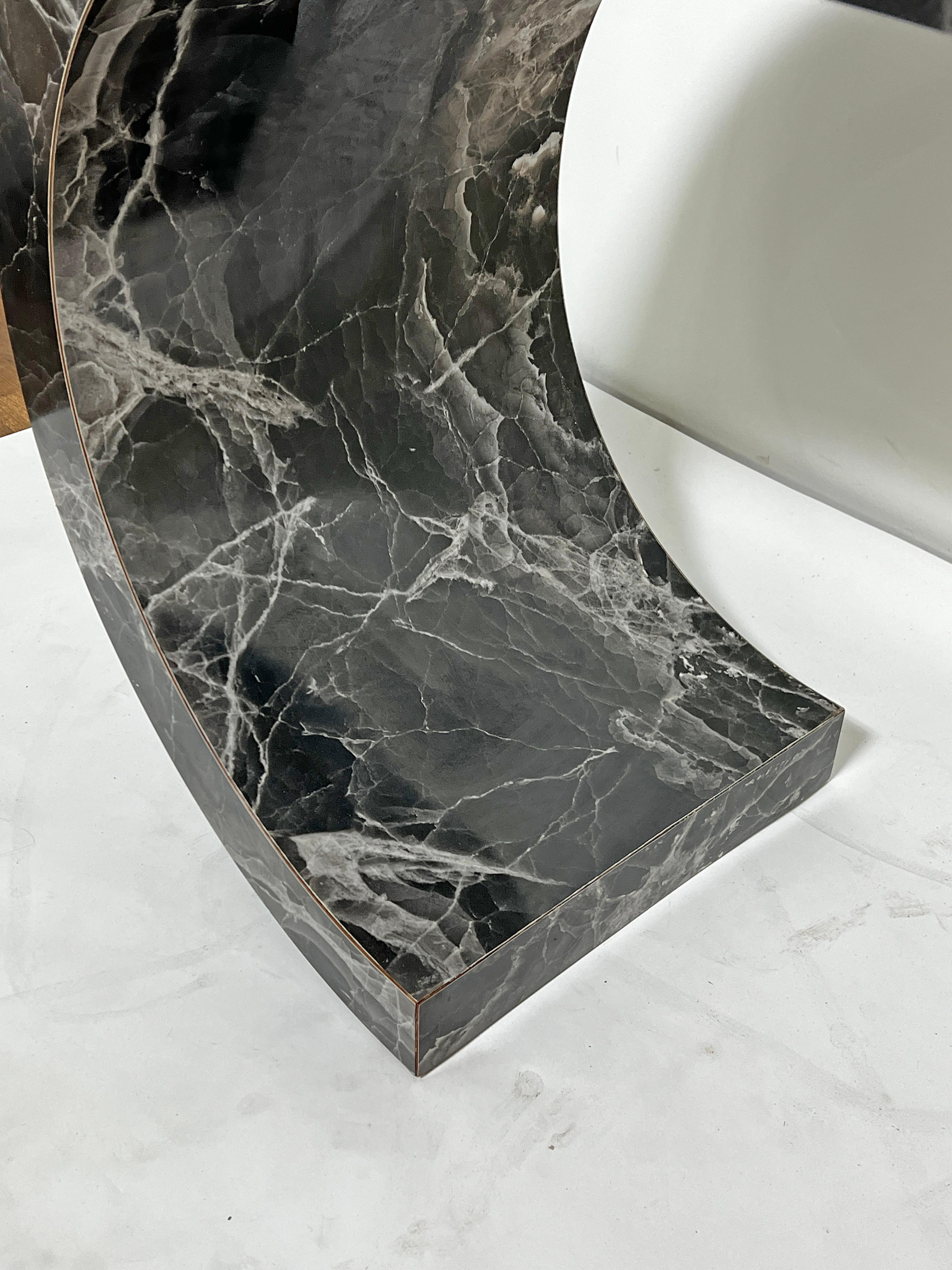 Faux Marble Waterfall Scroll Form Console Table Circa 1970s For Sale 3