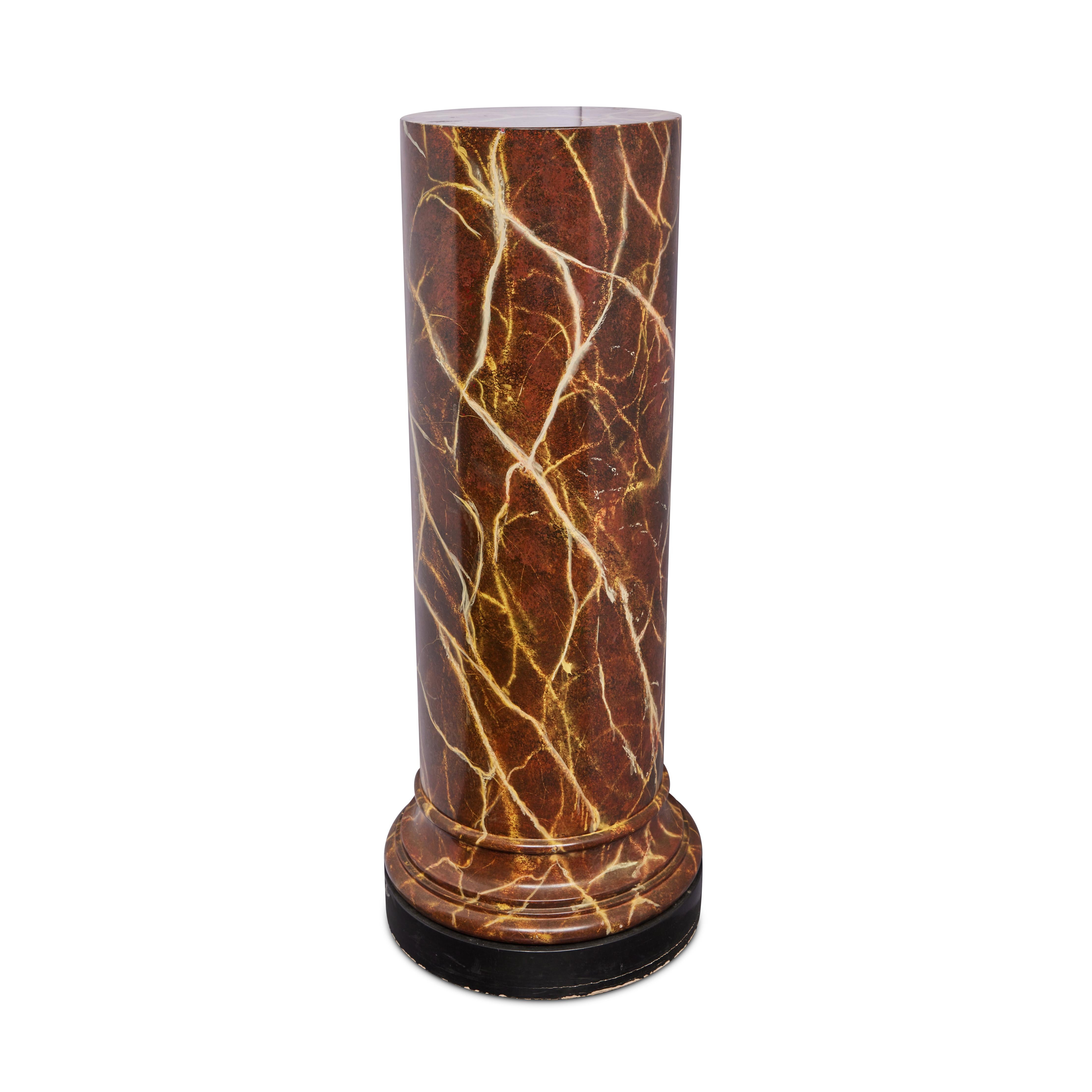 Early 20th Century Faux Marbled Rouge Columns For Sale