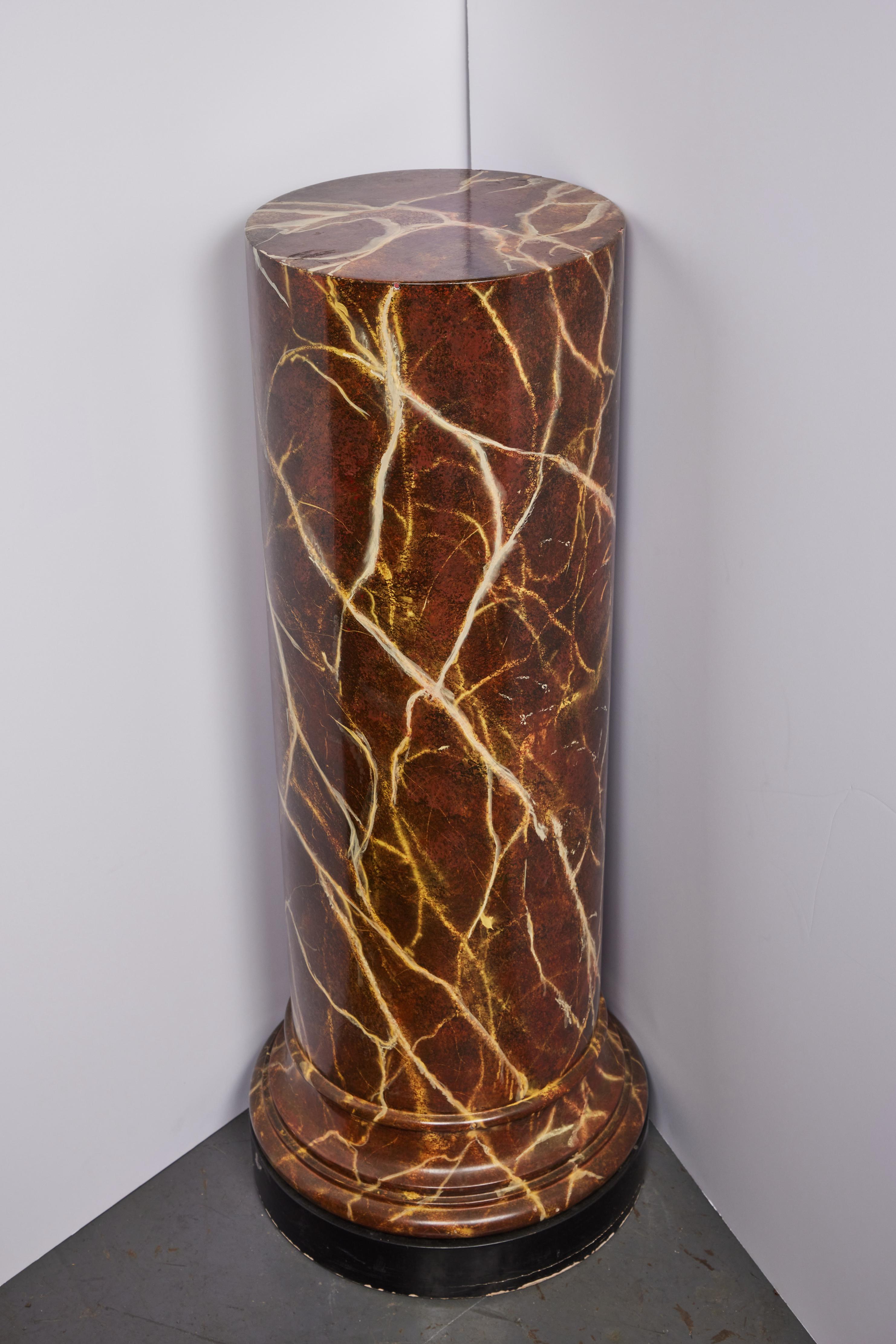 Wood Faux Marbled Rouge Columns For Sale