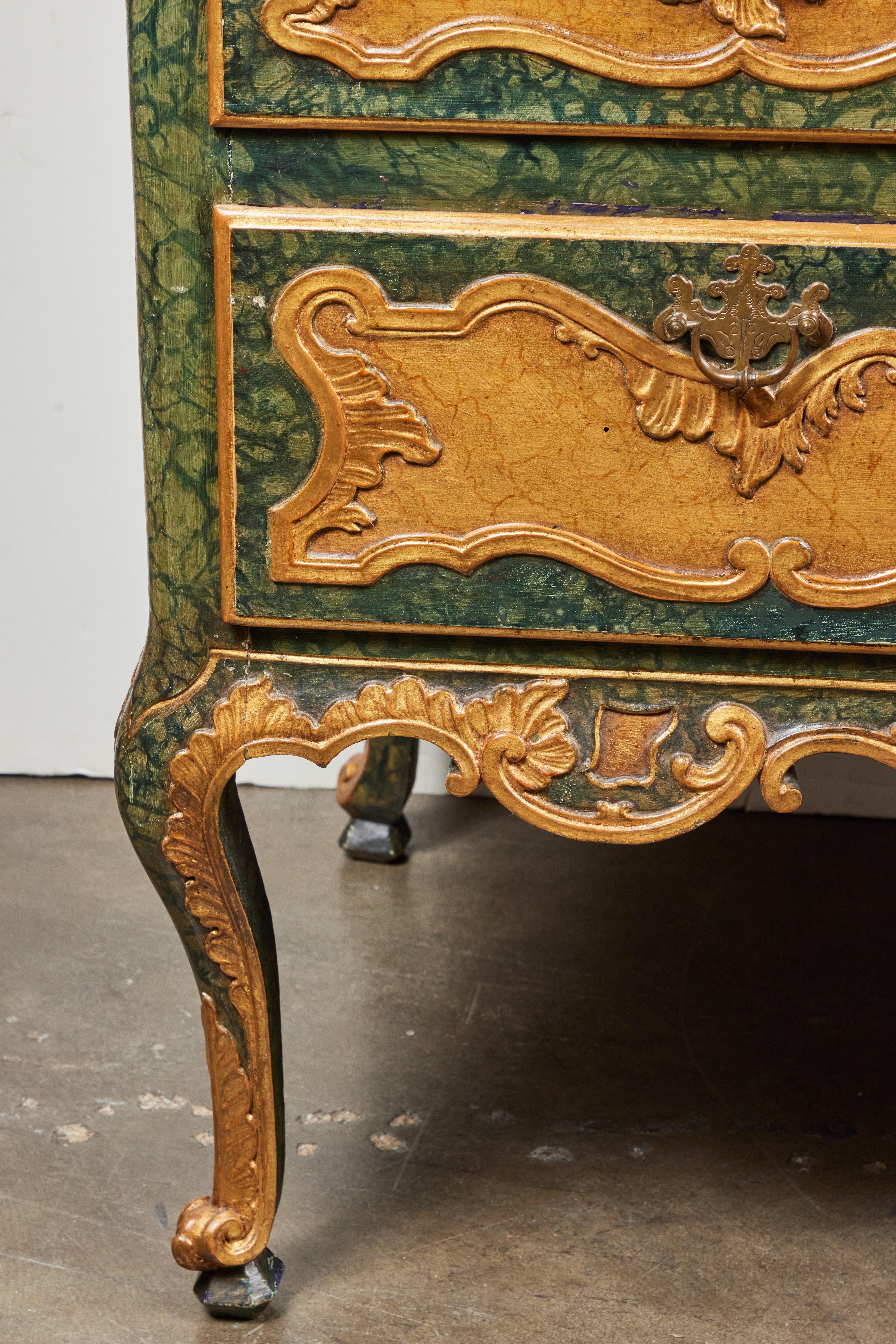 Gilt Faux Marbled, Venetian Commode For Sale