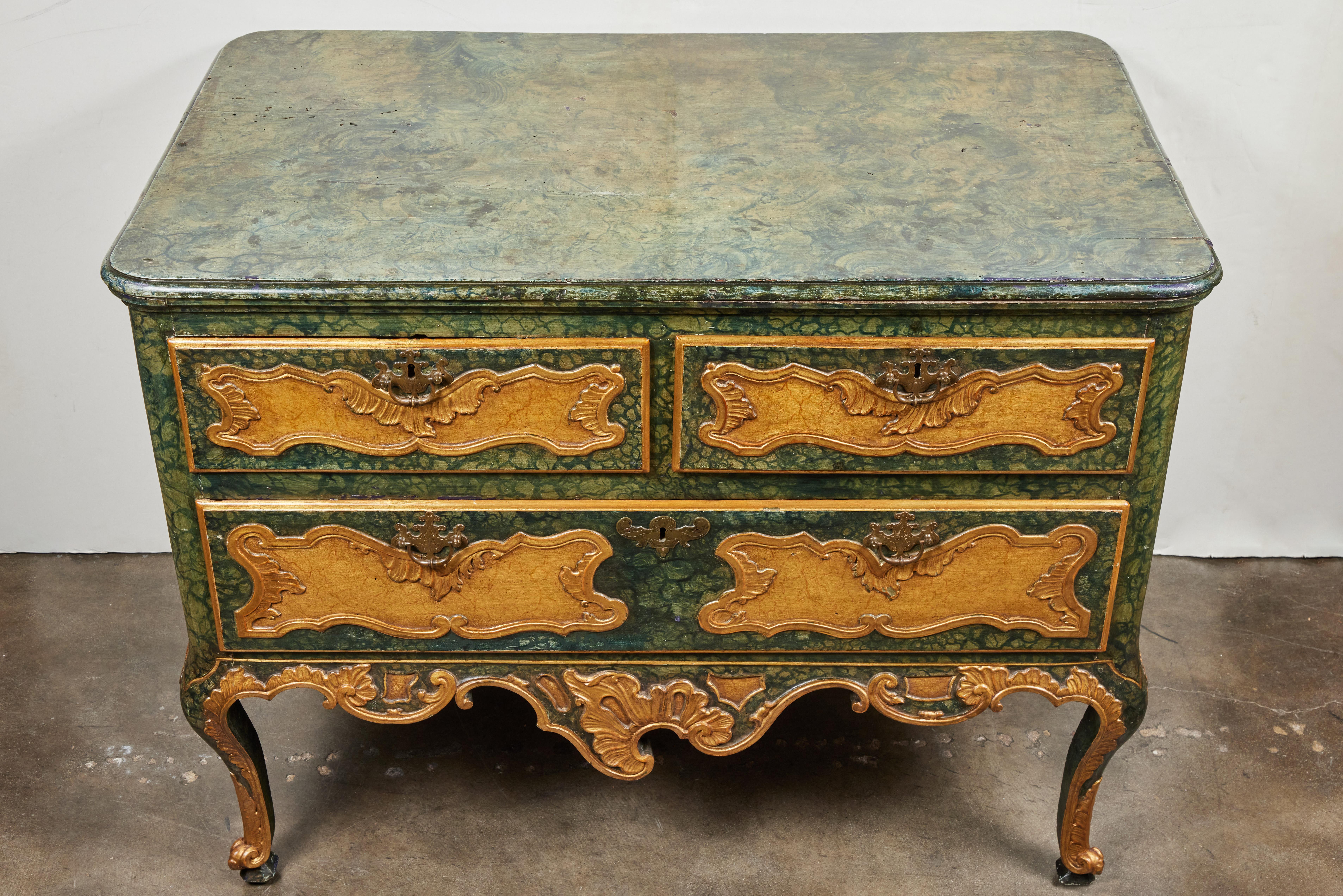 Wood Faux Marbled, Venetian Commode For Sale