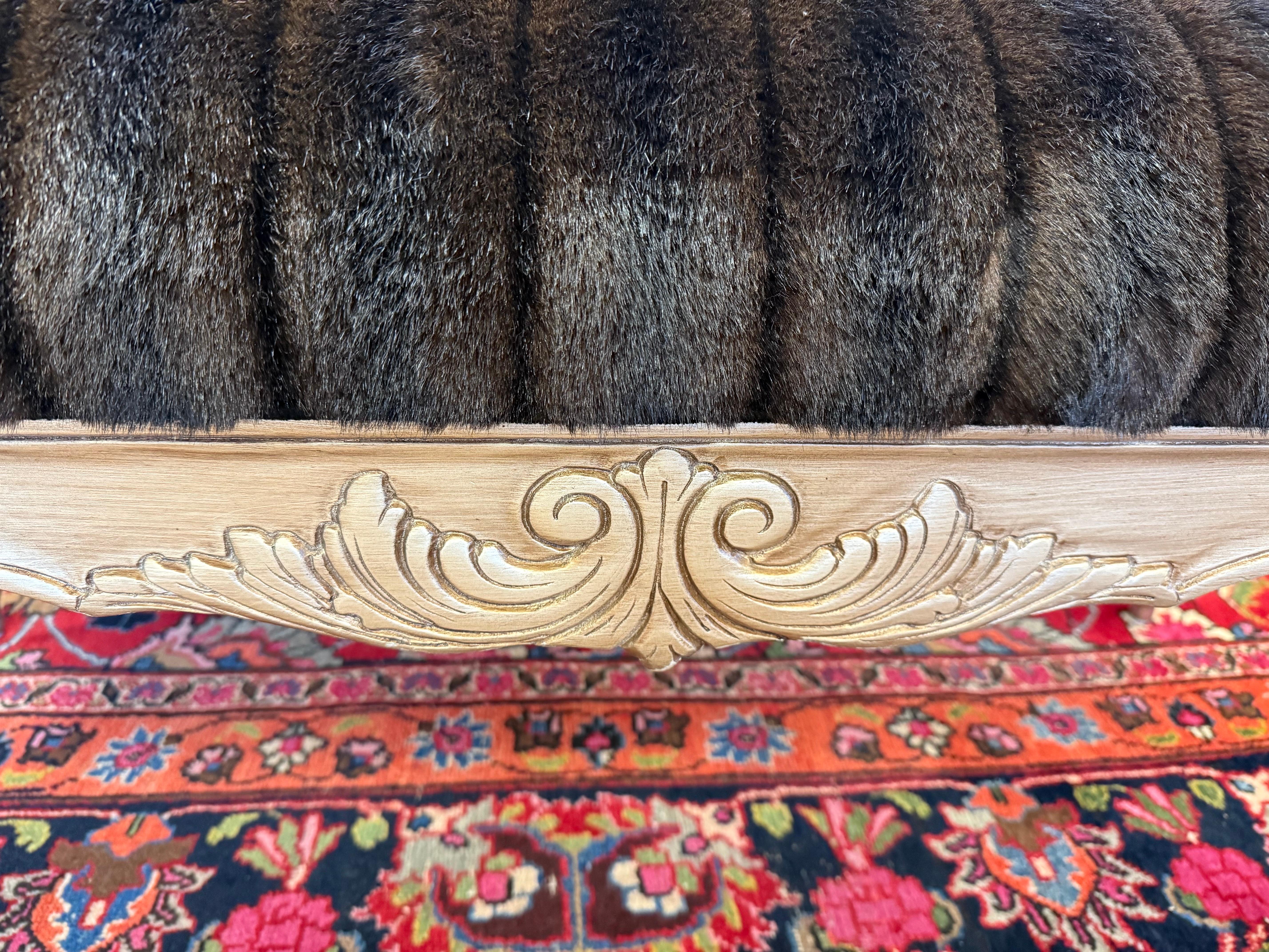 XXIe siècle et contemporain Banc en fausse fourrure de vison Siège de fenêtre Banc Chaise en vente