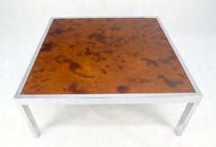 Faux Molten Metal Style Copper Top Chrome Base 36" Square Coffee Table MINT!