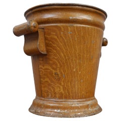 Antique Faux Oak Victorian Toleware Servant's Bucket c1890