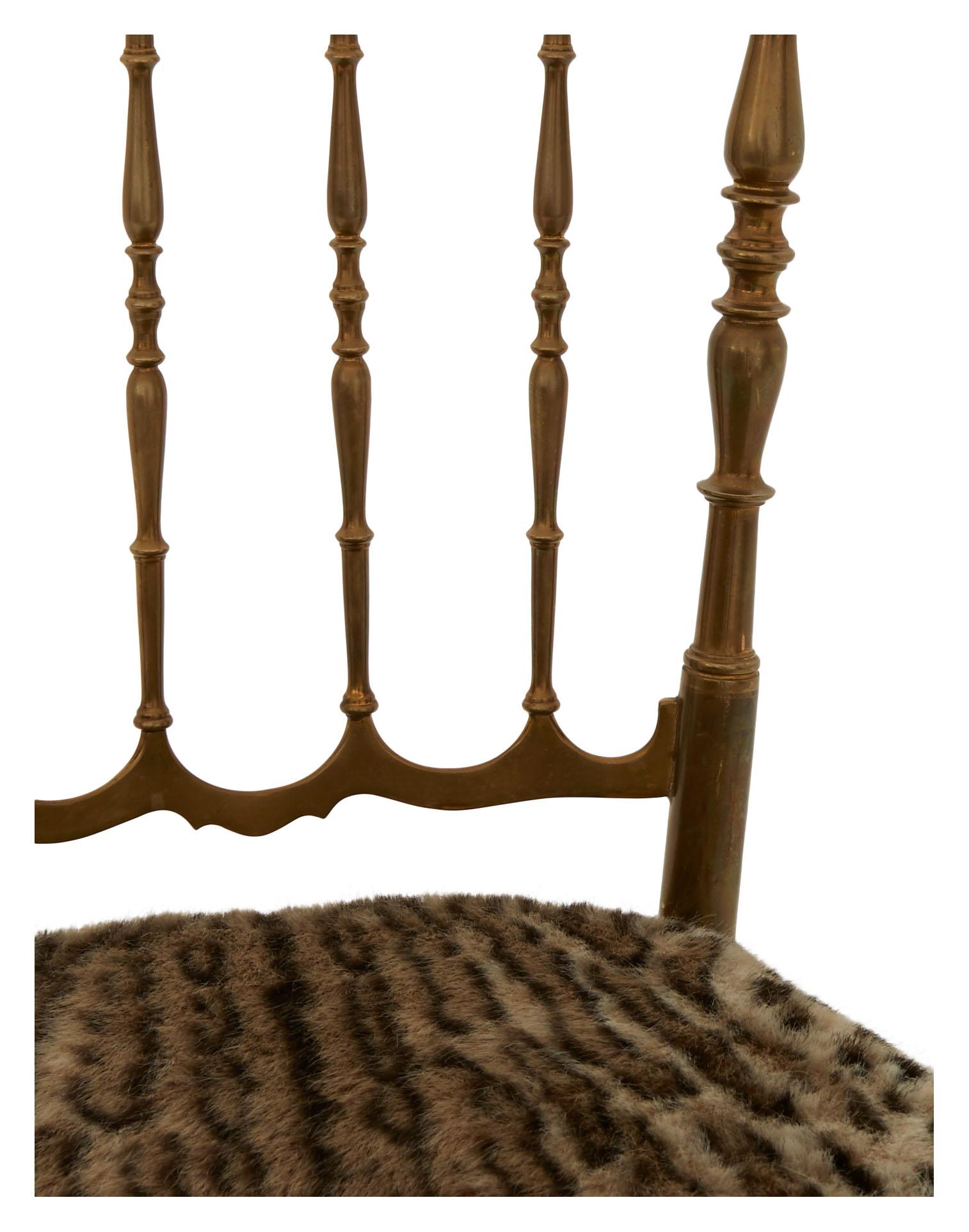 Faux Ocelot Seat Brass Chiavari Chair 1