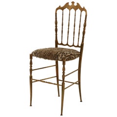 Vintage Faux Ocelot Seat Brass Chiavari Chair