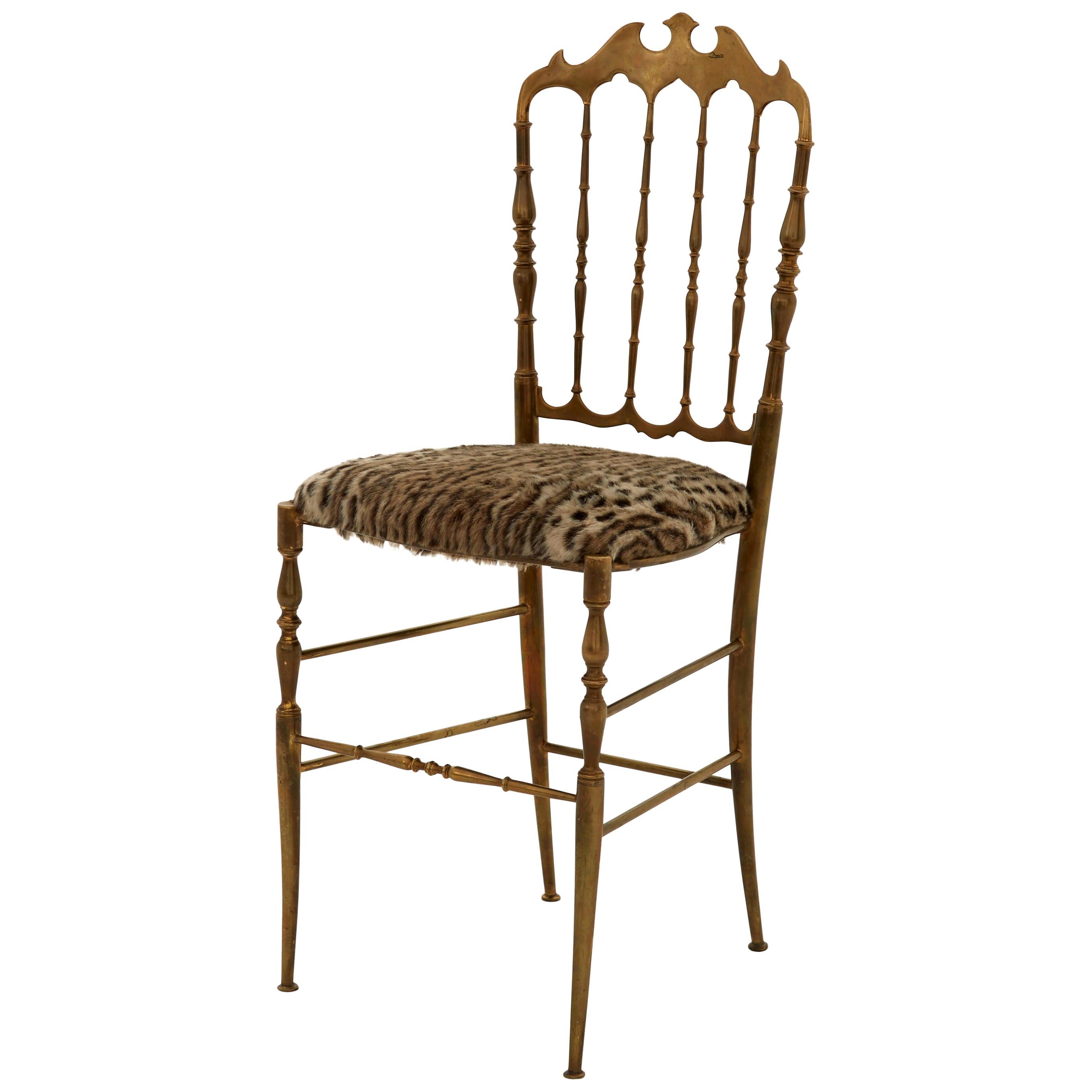 Faux Ocelot Seat Brass Chiavari Chair