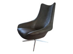Faux Ostrich Leather Living Room Chair in the Style of the Jacobsen Egg Chair