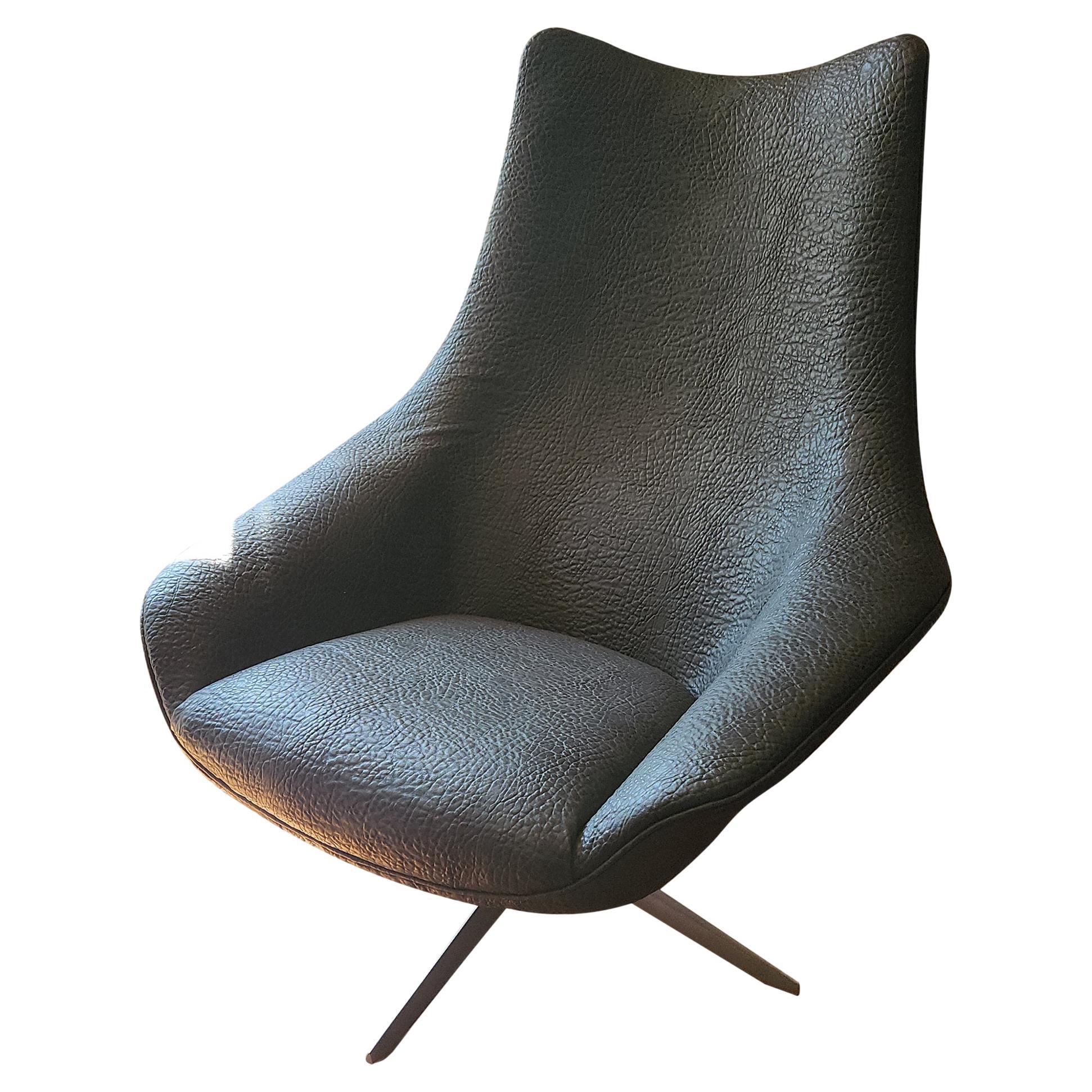 Faux Ostrich Leather Living Room Chair in the Style of the Jacobsen Egg Chair