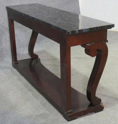 Faux Paint Decorated Marble Finished Regency Mahogany Console Table