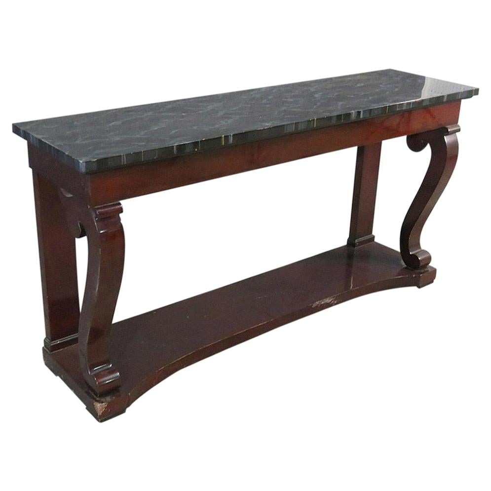 Faux Paint Decorated Marble Finished Regency Mahogany Console Table