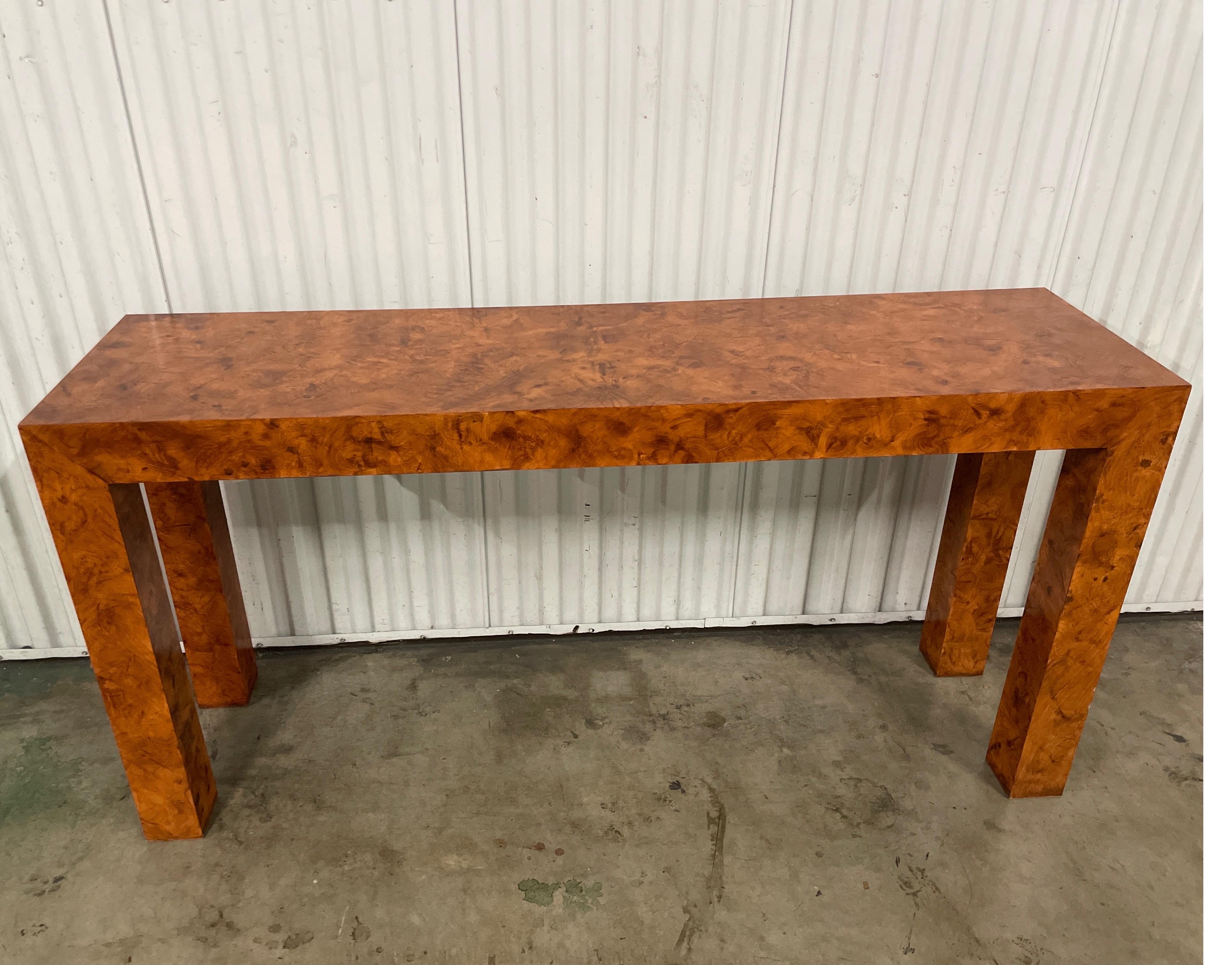 20th Century Faux Painted Burlwood Console