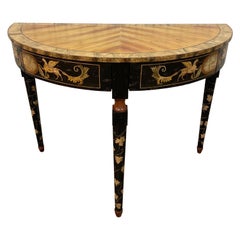 Faux Painted Demi-Lune Neoclassical Console Table by Chelsea House