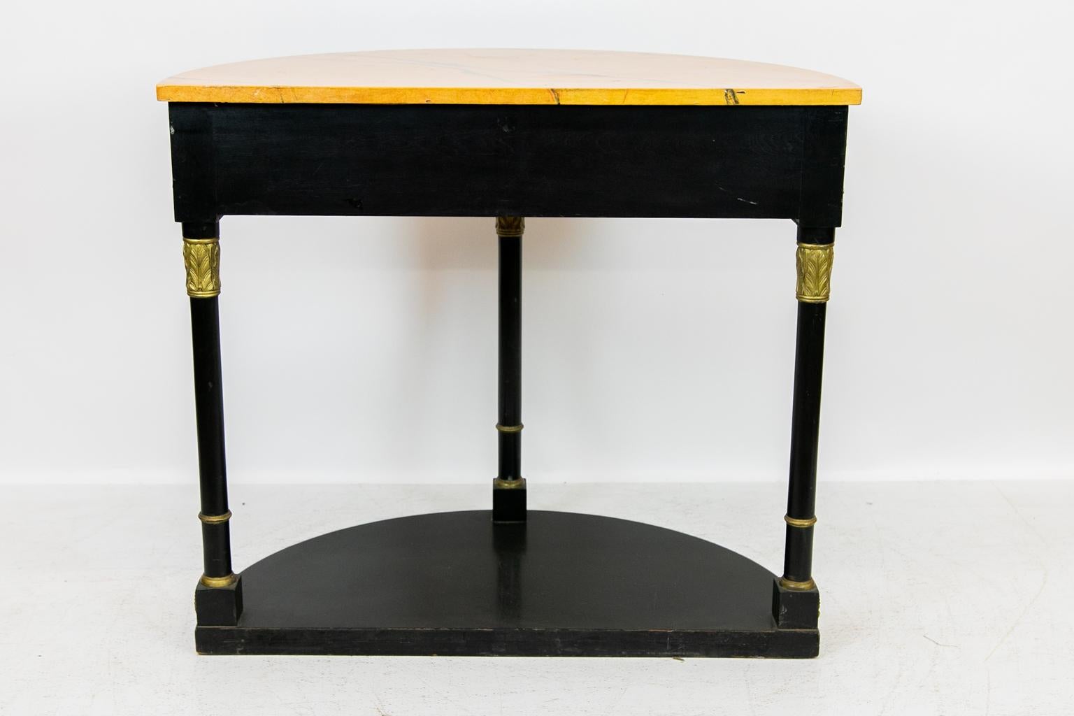Faux Painted Demilune Regency Style English Table For Sale 4
