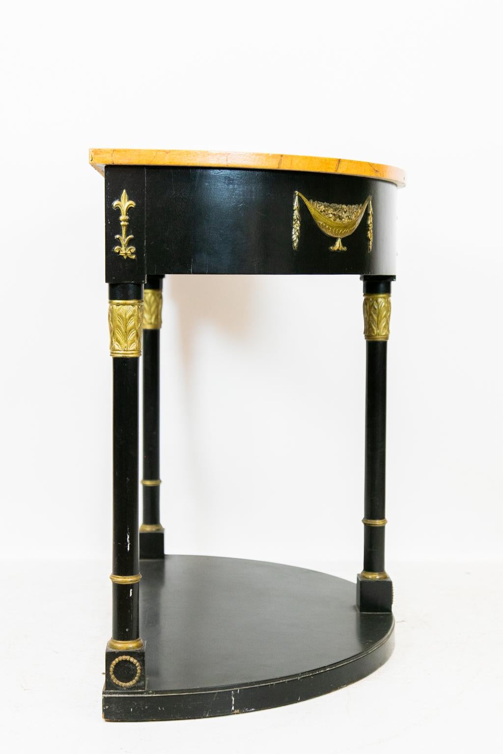 Faux Painted Demilune Regency Style English Table For Sale 1
