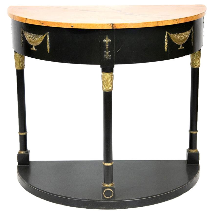 Faux Painted Demilune Regency Style English Table For Sale