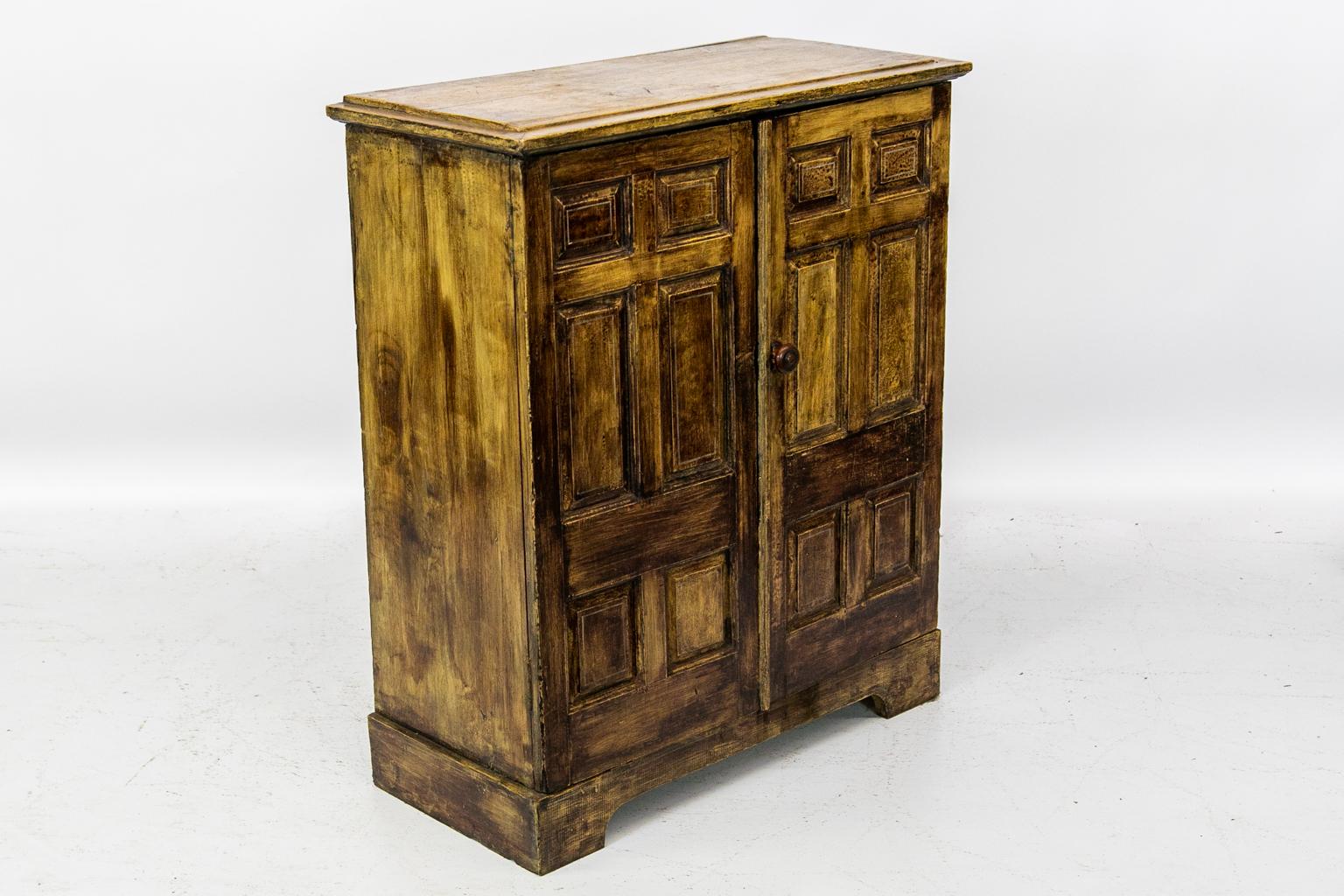Pine Faux Painted English Cupboard For Sale
