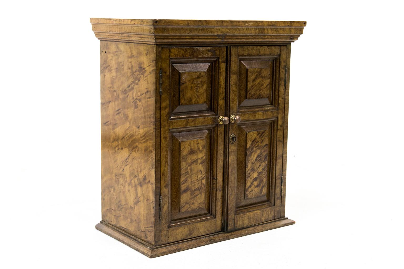 Brass Faux Painted English Miniature Cabinet For Sale