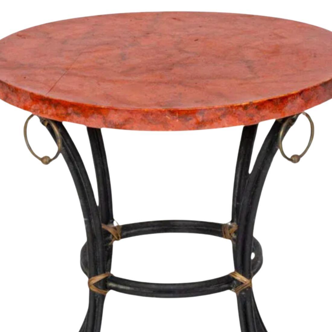 Neoclassical Faux Painted Marble Top Iron Table For Sale
