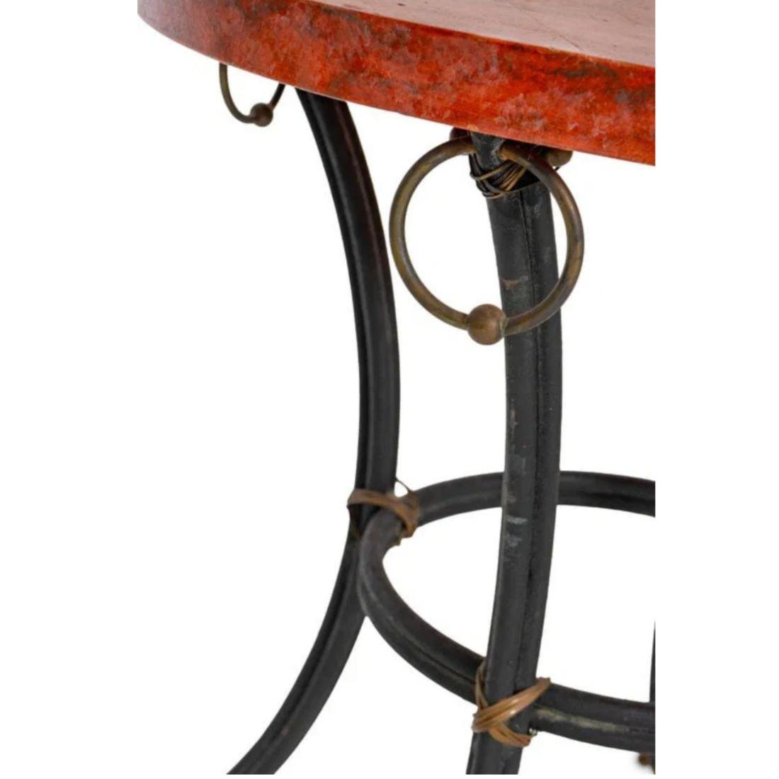Unknown Faux Painted Marble Top Iron Table For Sale