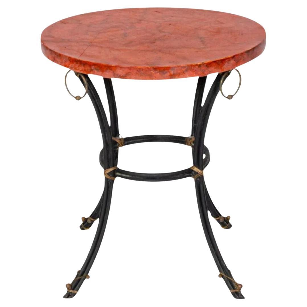 Faux Painted Marble Top Iron Table