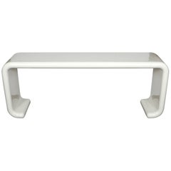 White Karl Springer style painted waterfall console