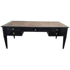 Faux-Partner Leather Top Bureau Plat/ Writing Desk in the Louis XVI Manner