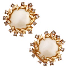 Faux Pearl Earrings With Gilded Wreath By Jomaz, 1960s