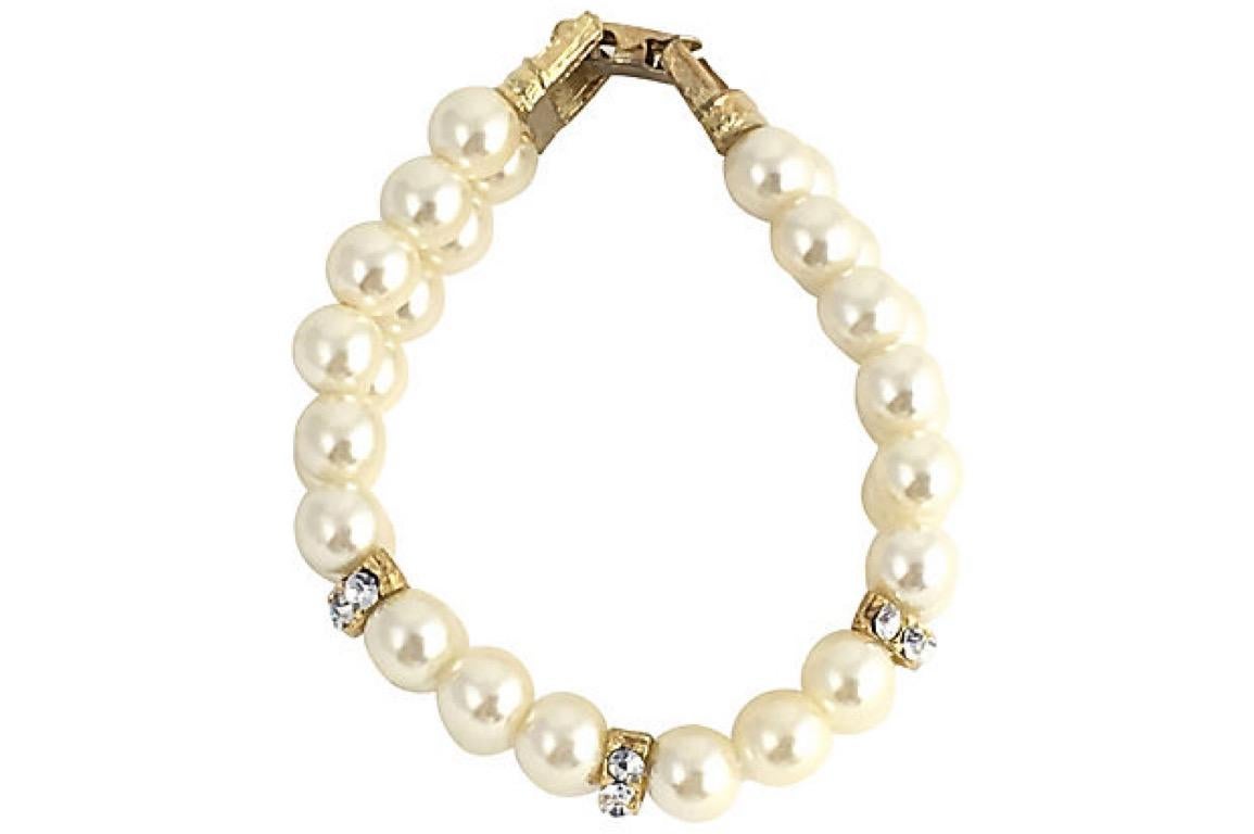 Faux Pearl Strass Doppel Stand Armband Damen im Angebot