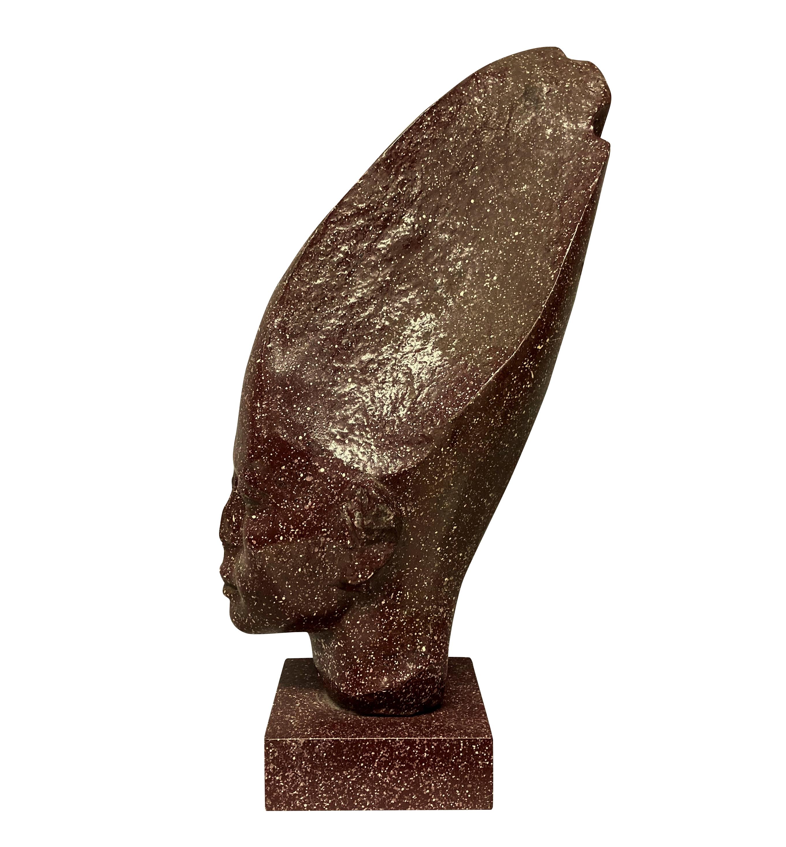English Faux Porphyry Egyptian Head After the Antique