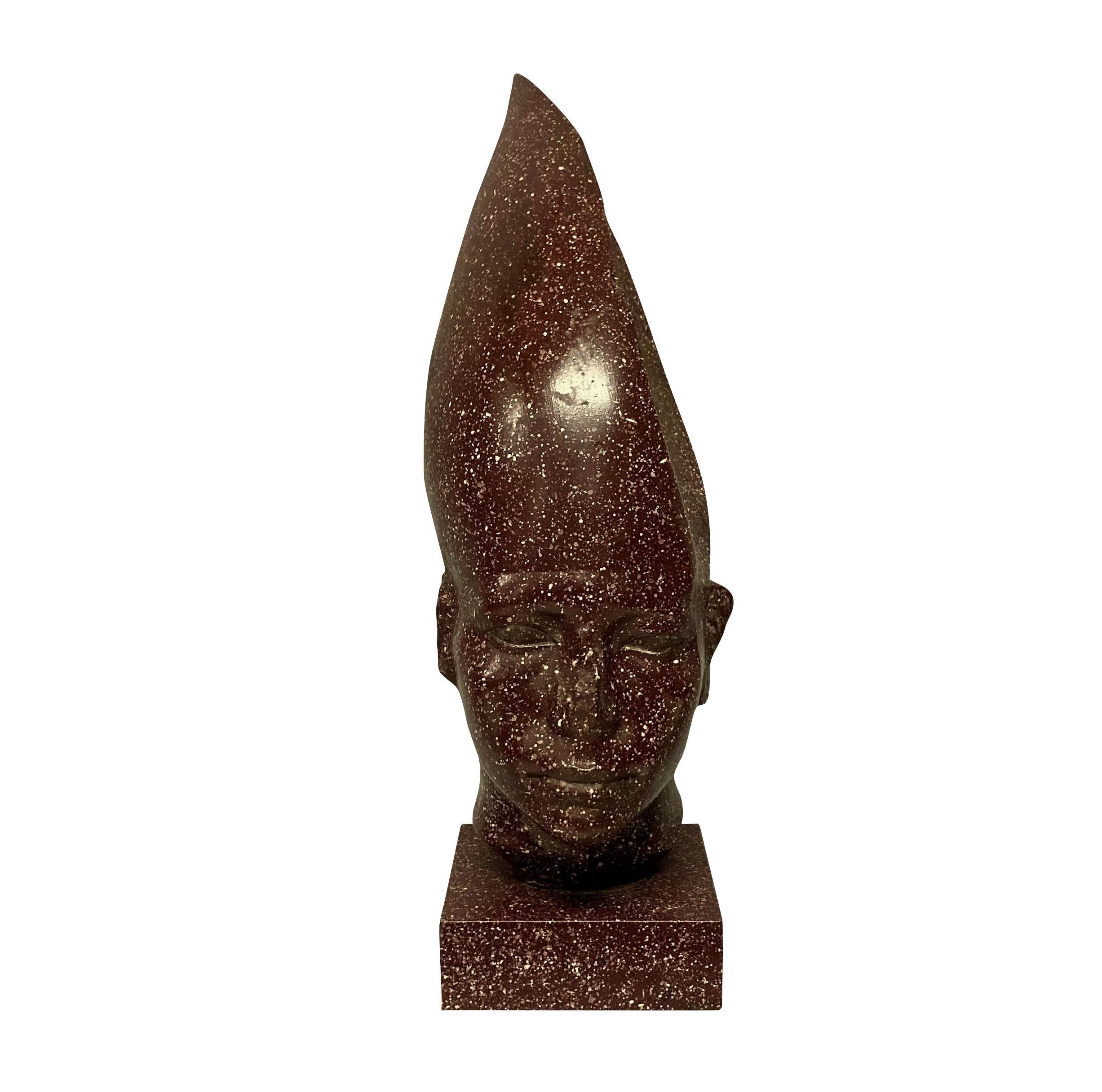 Plaster Faux Porphyry Egyptian Head After the Antique
