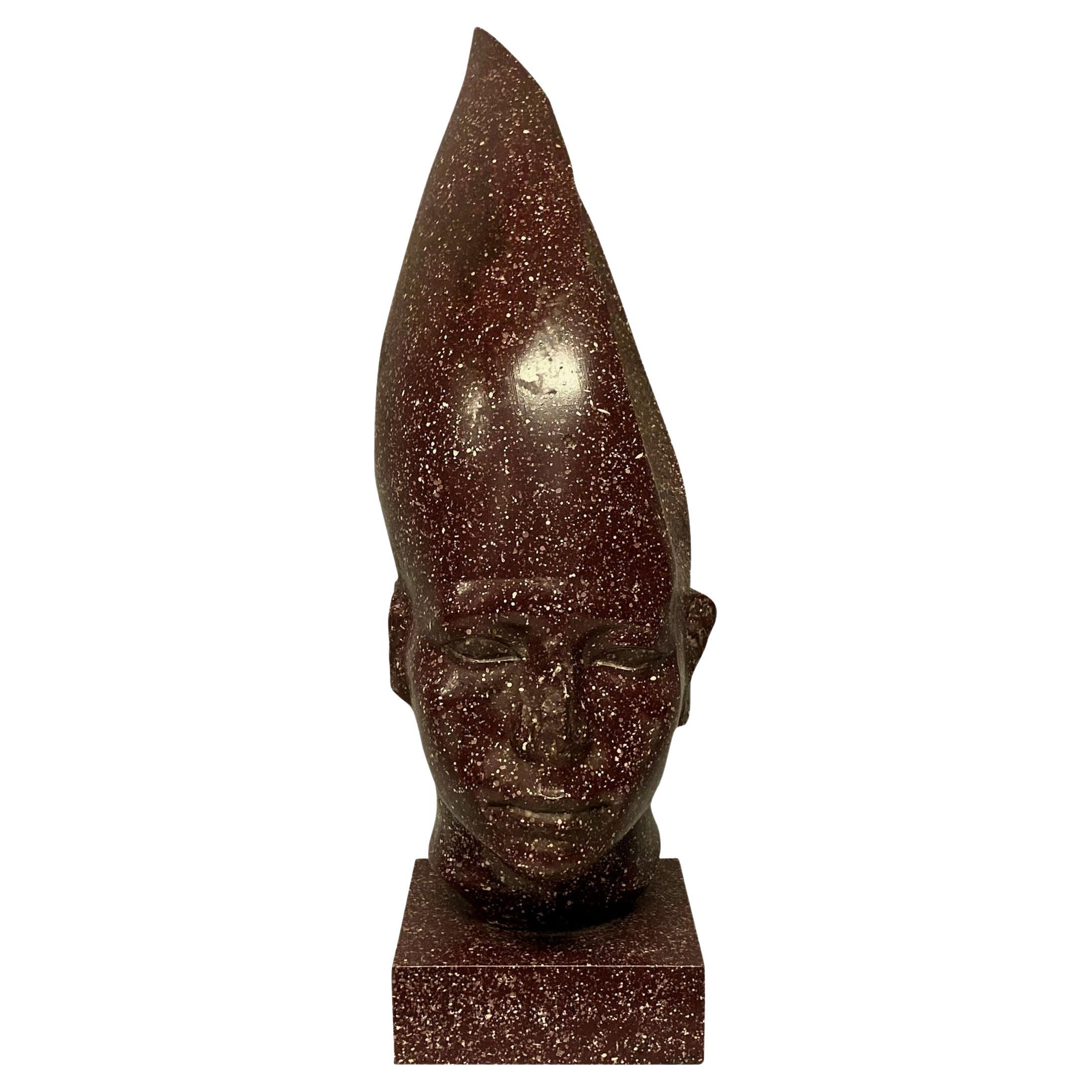 Faux Porphyry Egyptian Head After the Antique
