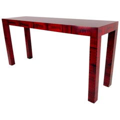 Faux Red Malachite Parsons Console Table