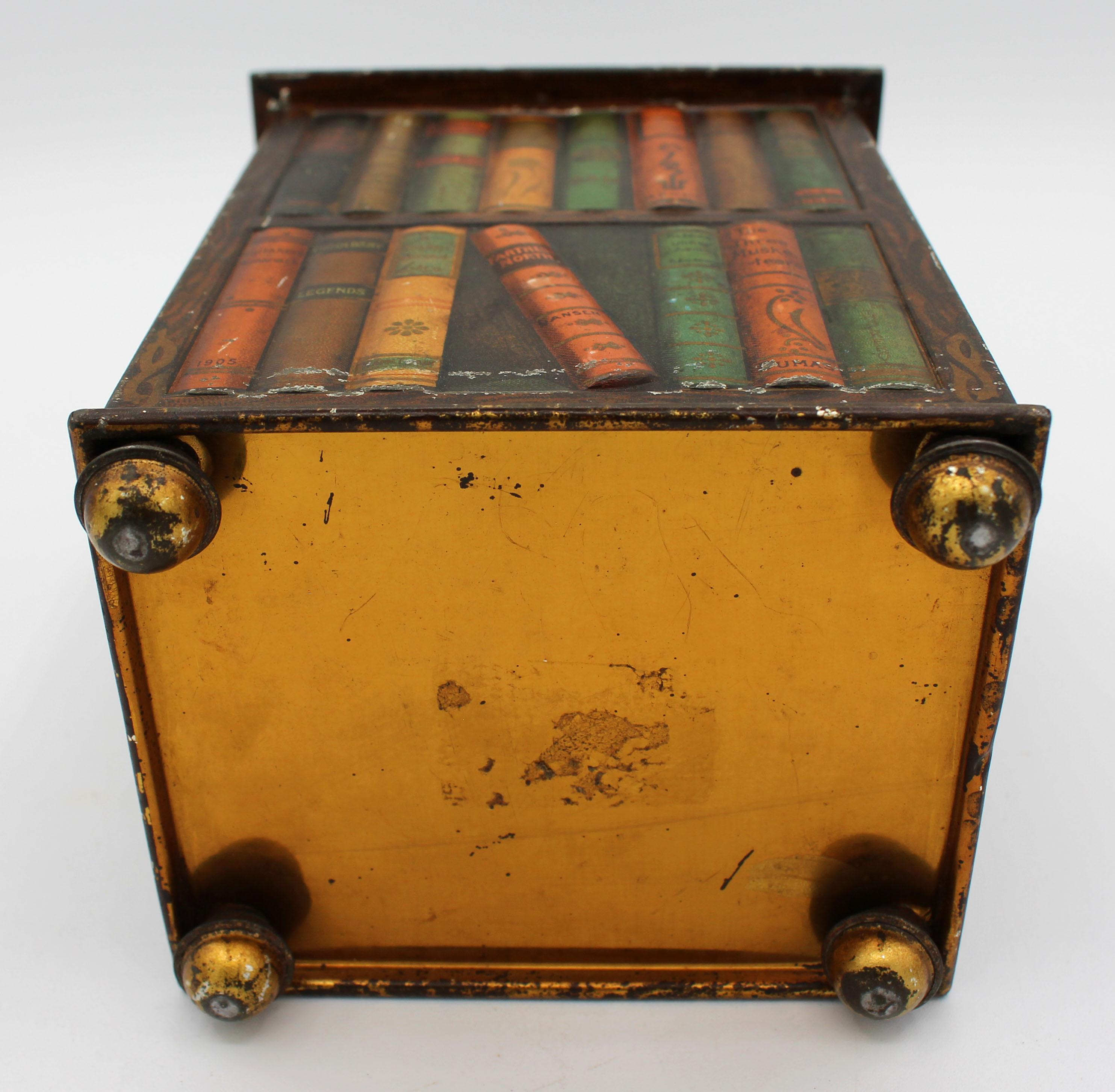 Faux Revolving Bookcase Biscuit Tin Box by Huntley & Palmers, 1905, English For Sale 1