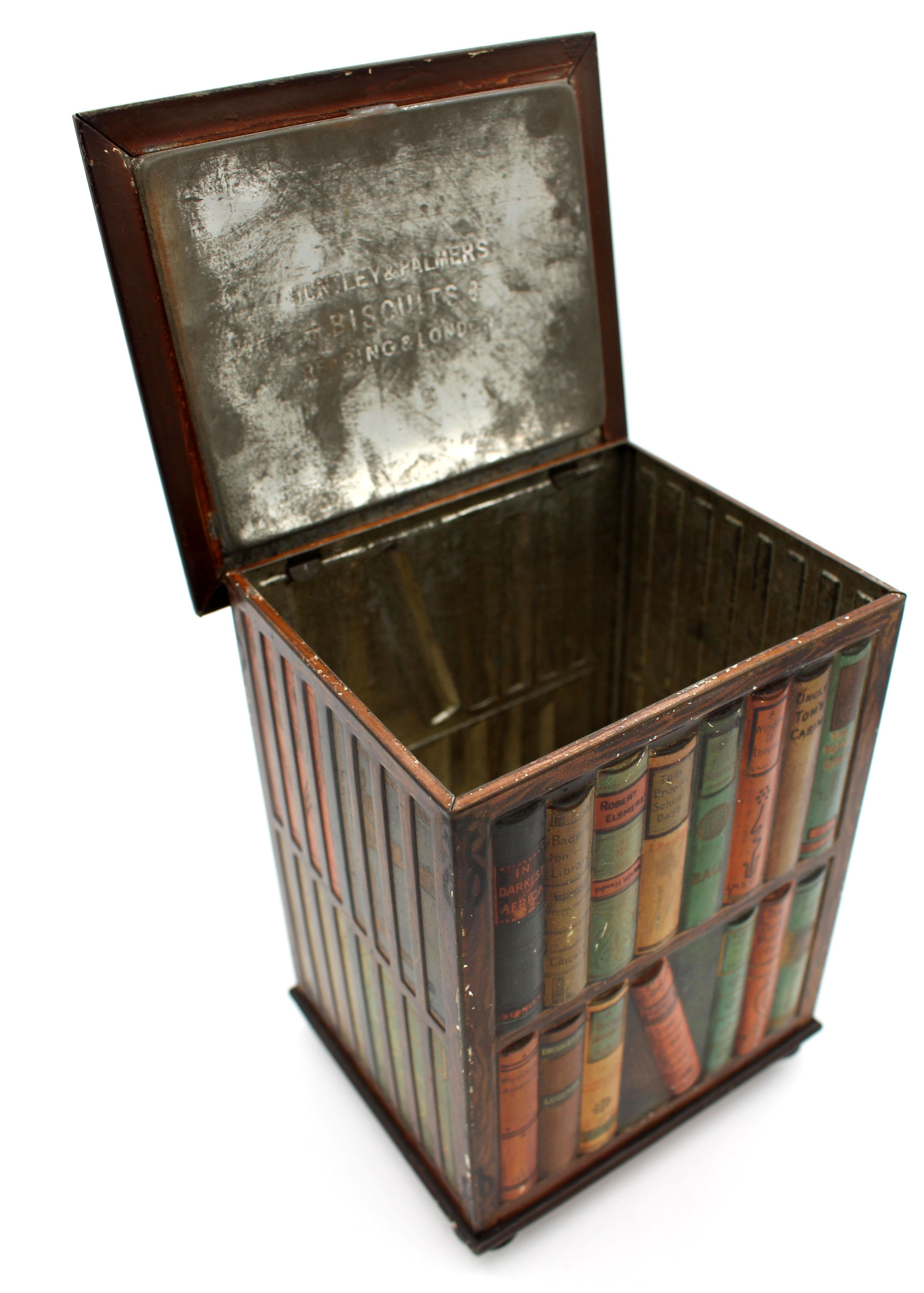 20th Century Faux Revolving Bookcase Biscuit Tin Box by Huntley & Palmers, 1905, English For Sale
