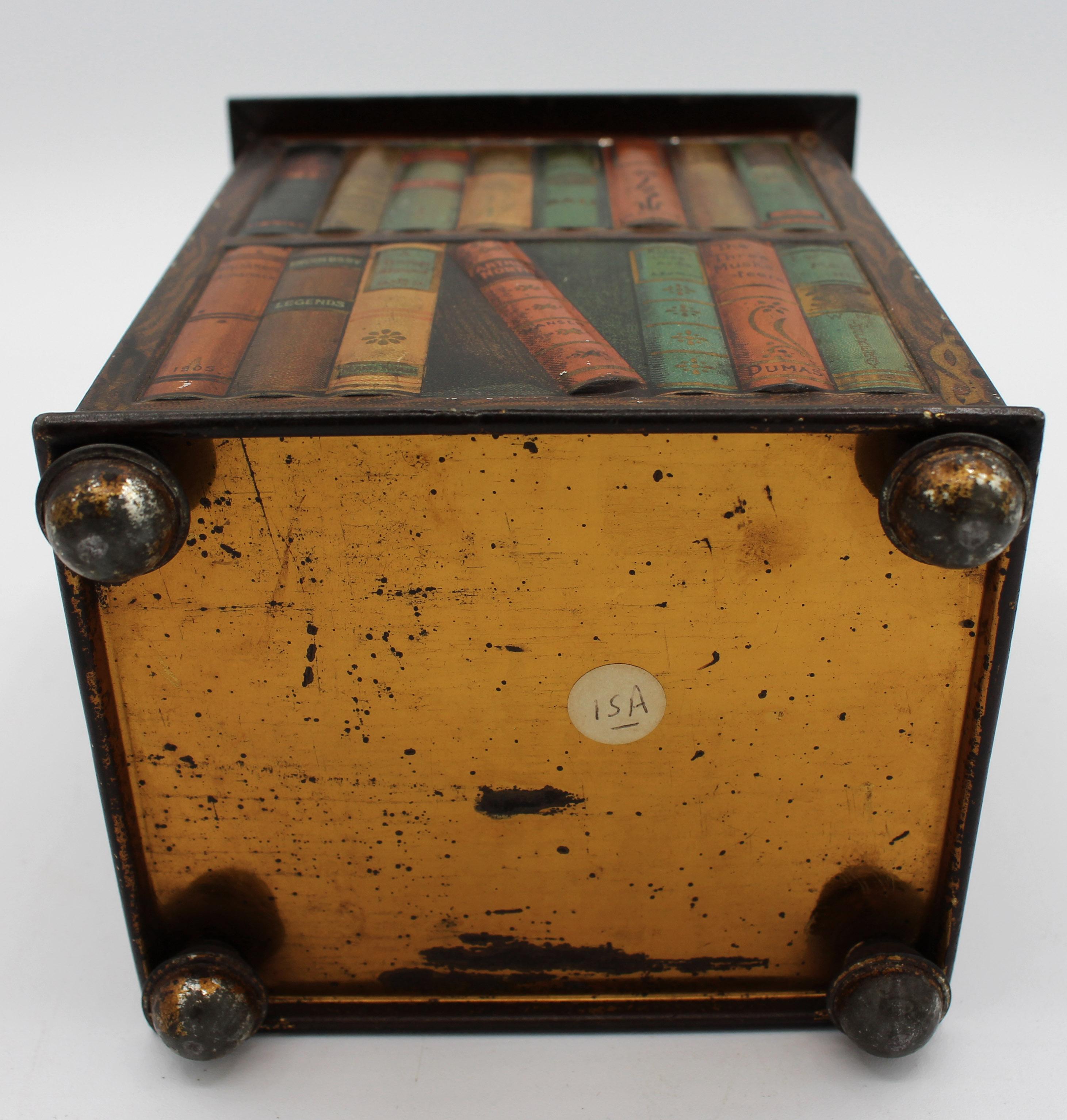 Faux Revolving Bookcase Biscuit Tin Box by Huntley & Palmers, 1905, English For Sale 3