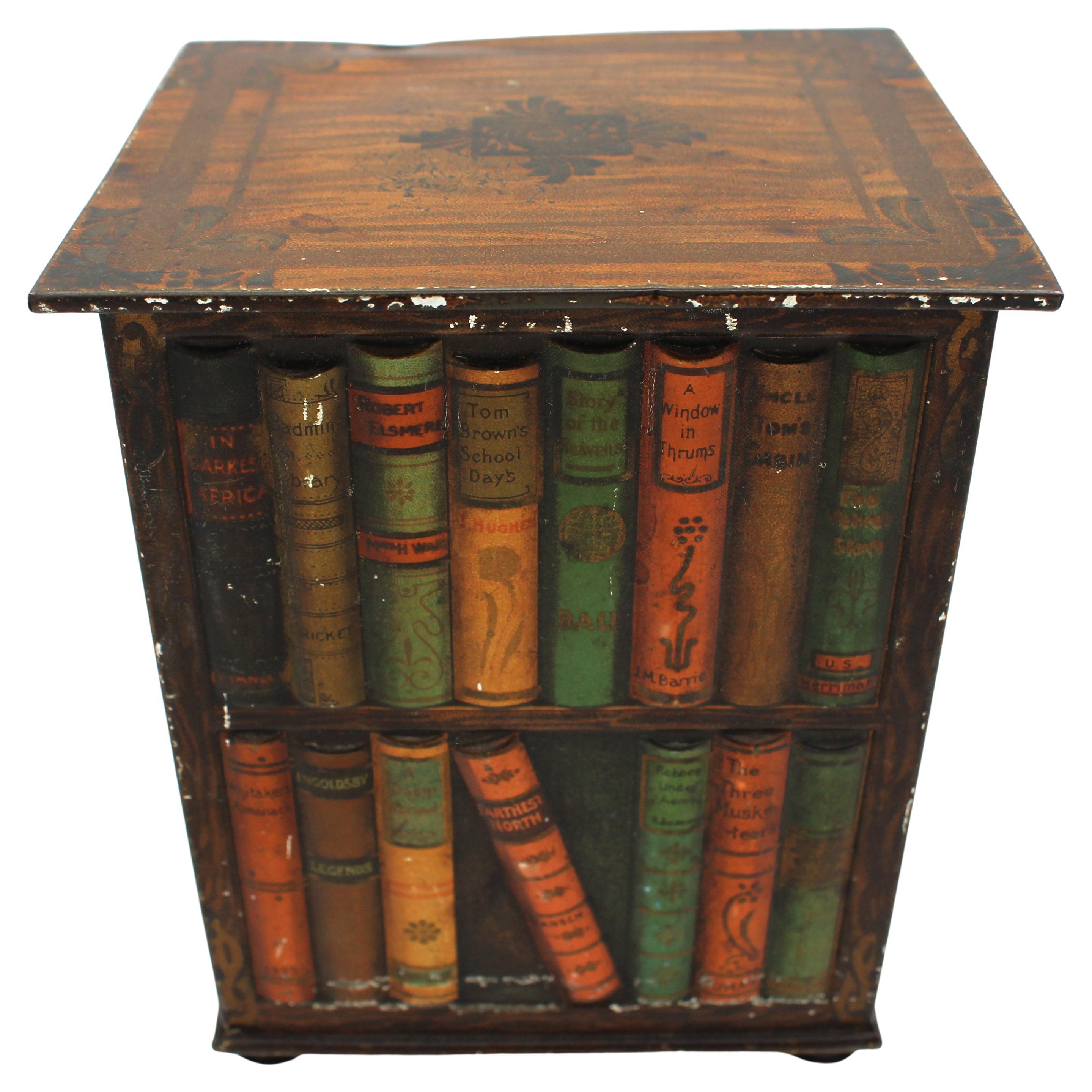 Faux Revolving Bookcase Biscuit Tin Box by Huntley & Palmers, 1905, English For Sale
