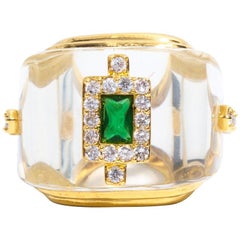 Faux Rock Crystal Emerald Ring