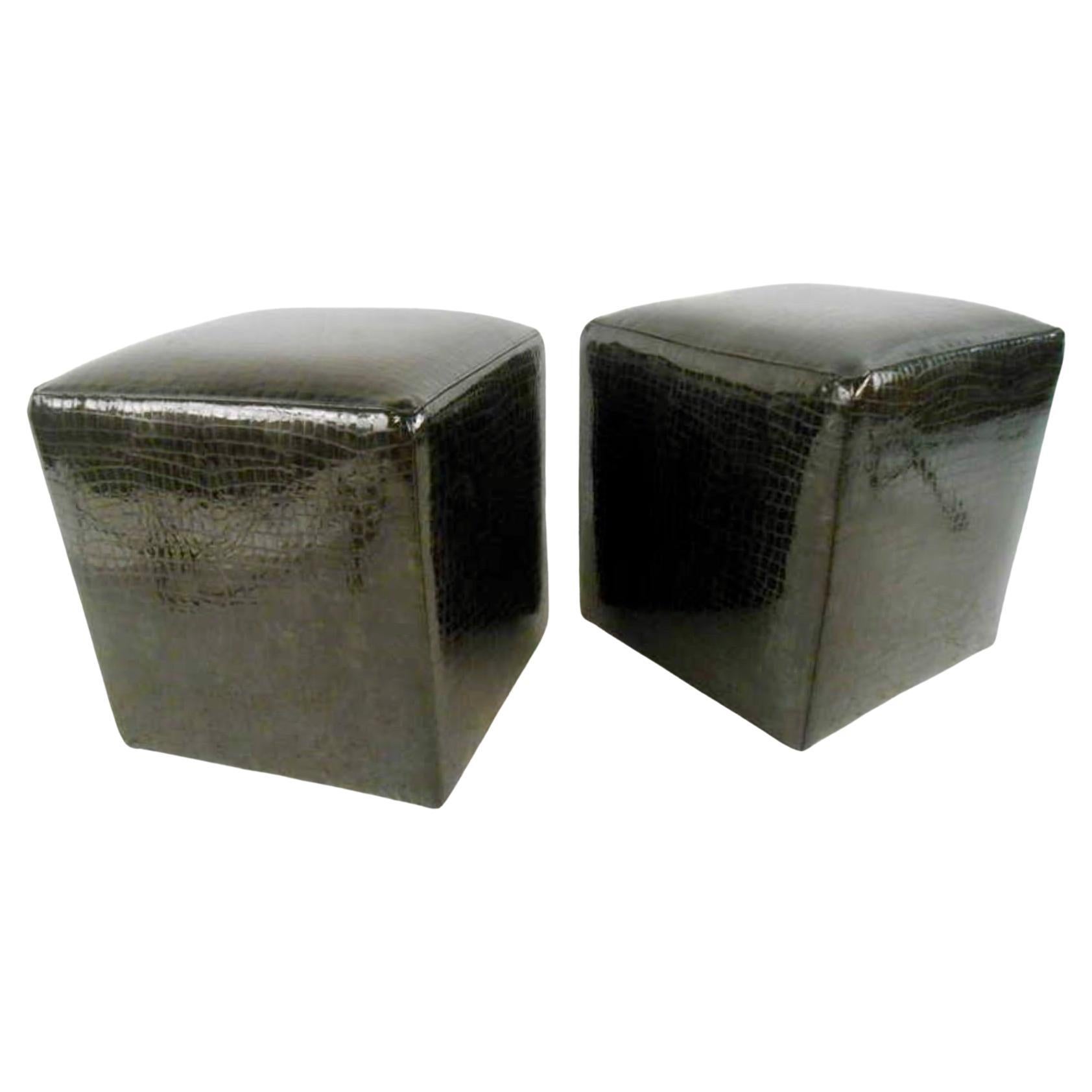 Faux Rolling Cube Ottomans