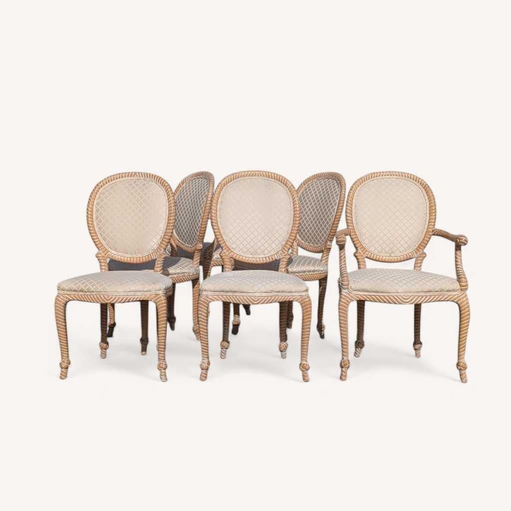 Sedie da pranzo in finta corda di faggio cerato, set di 6, anni '80 circa, Casa Stradivari in vendita 10