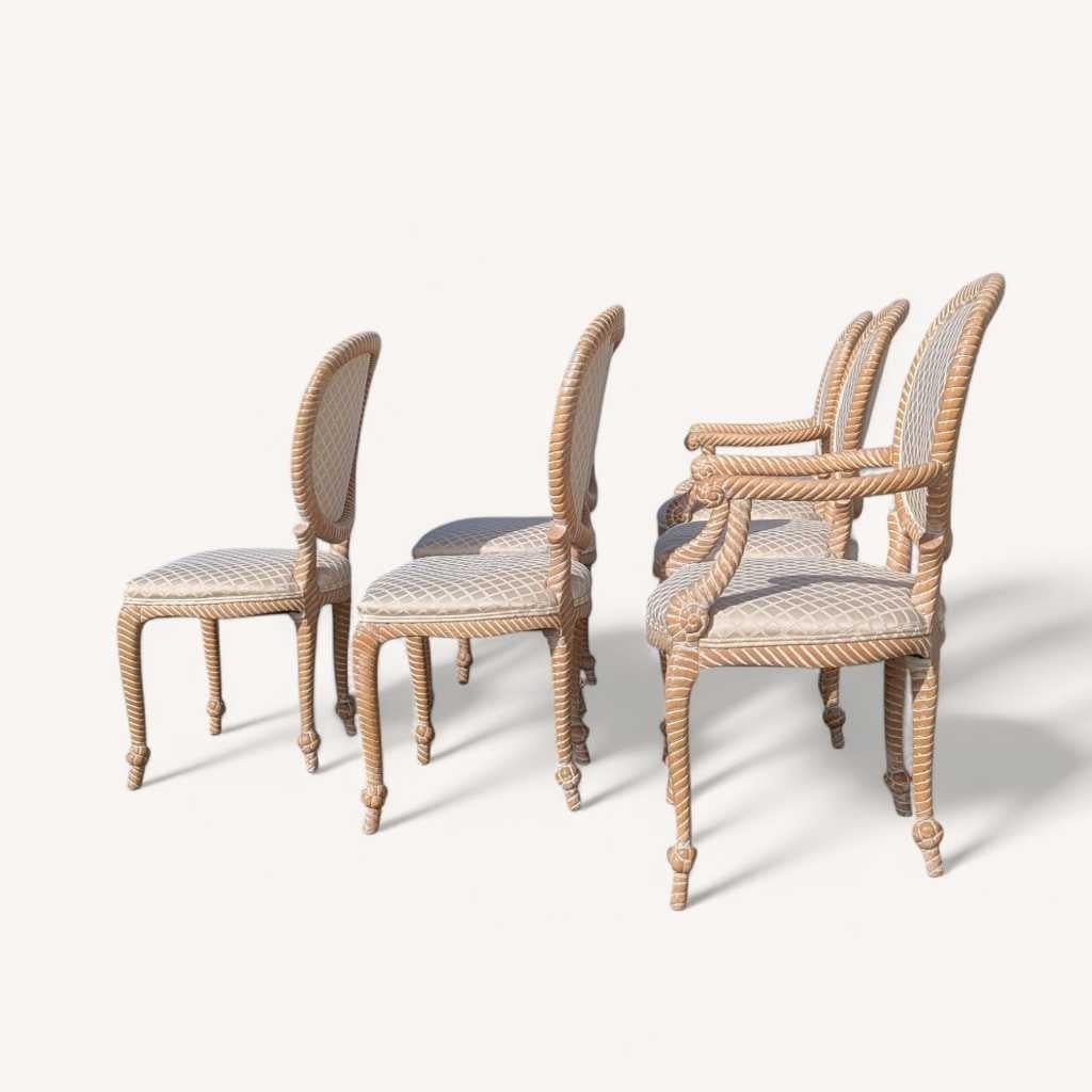 Sedie da pranzo in finta corda di faggio cerato, set di 6, anni '80 circa, Casa Stradivari in vendita 11