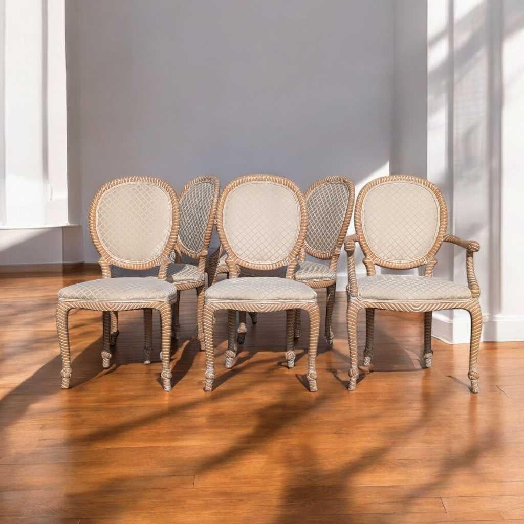 Sedie da pranzo in finta corda di faggio cerato, set di 6, anni '80 circa, Casa Stradivari in vendita 12