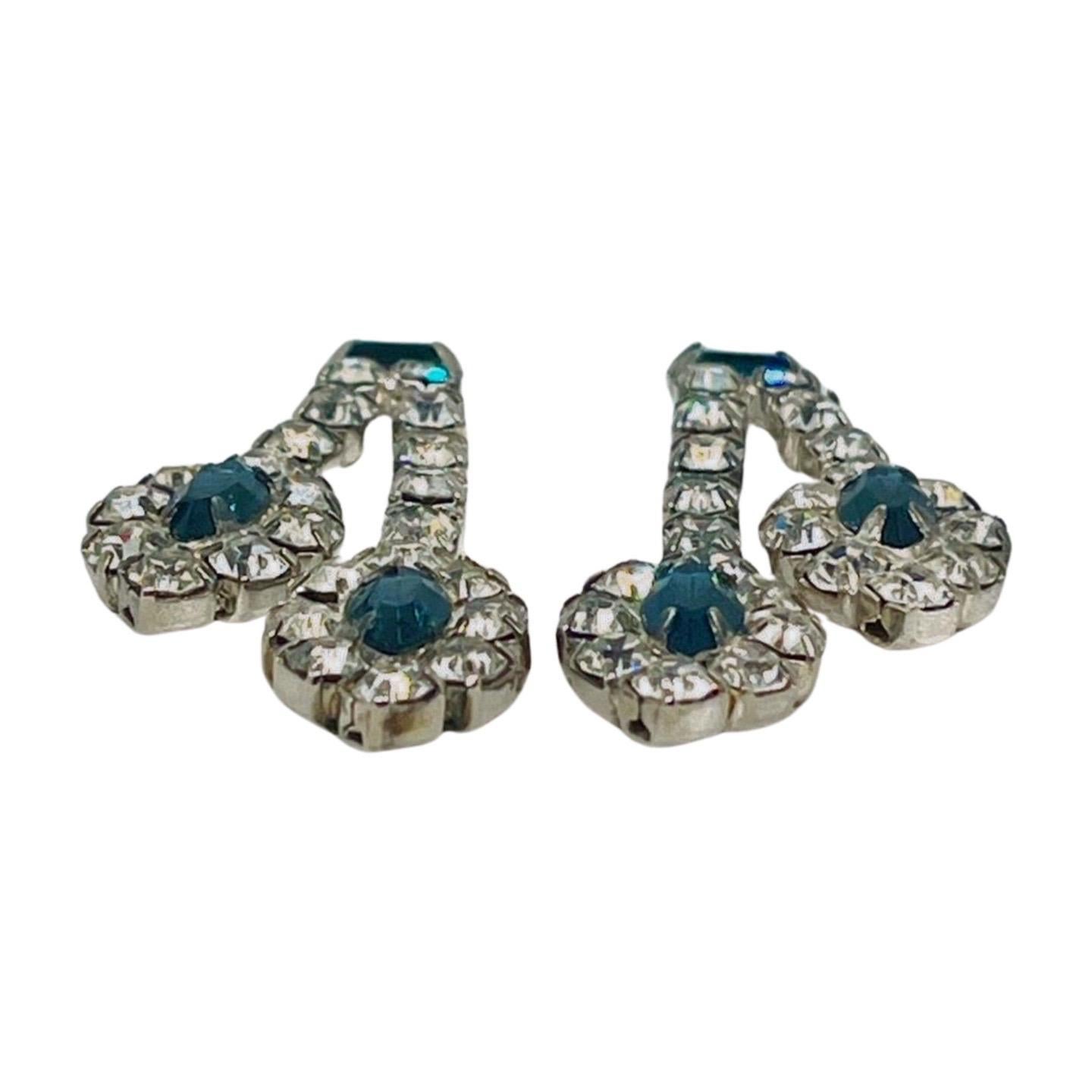 Taille Marquise Pendants d'oreilles Ellipse CZ à double rang en faux saphir marquise en vente